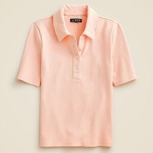 NWT J Crew Premium ribbed short-sleeve polo shirt in peachy pink size medium